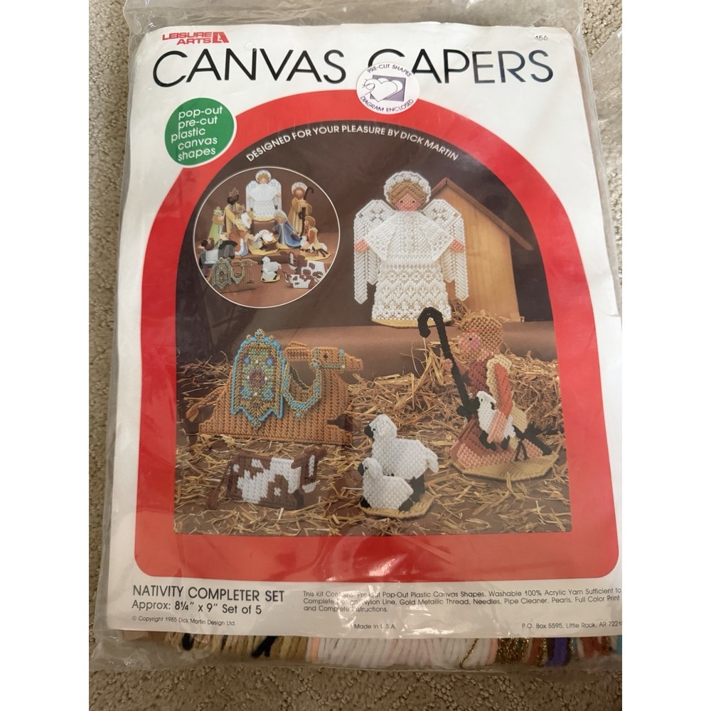 Vtg Canvas Capers Cross Stitch Embroidery Christmas Nativity Completer Set #456